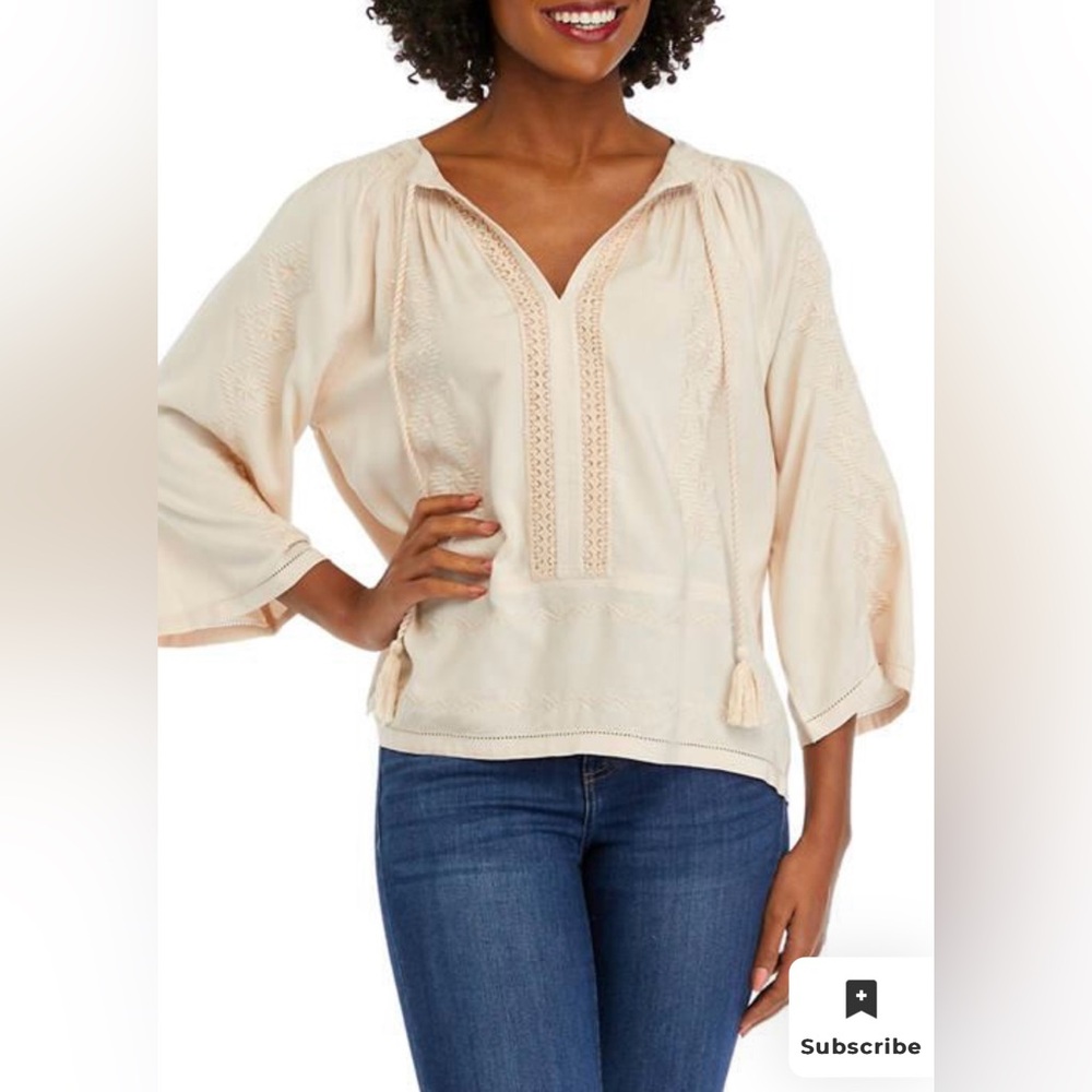 PHILOSOPHY EMBROIDERED BLOUSE WITH TIE DETAIL